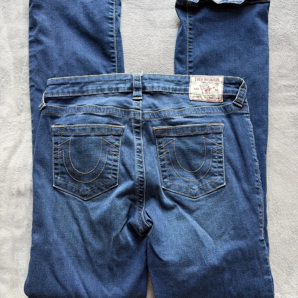 True Religion Becca Mid Rise Bootcut Jeans Women's Size 32 Blue Stretch Denim Fl